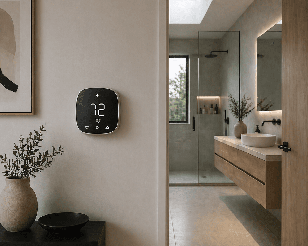 CasaVoz Thermostat near a bathroom